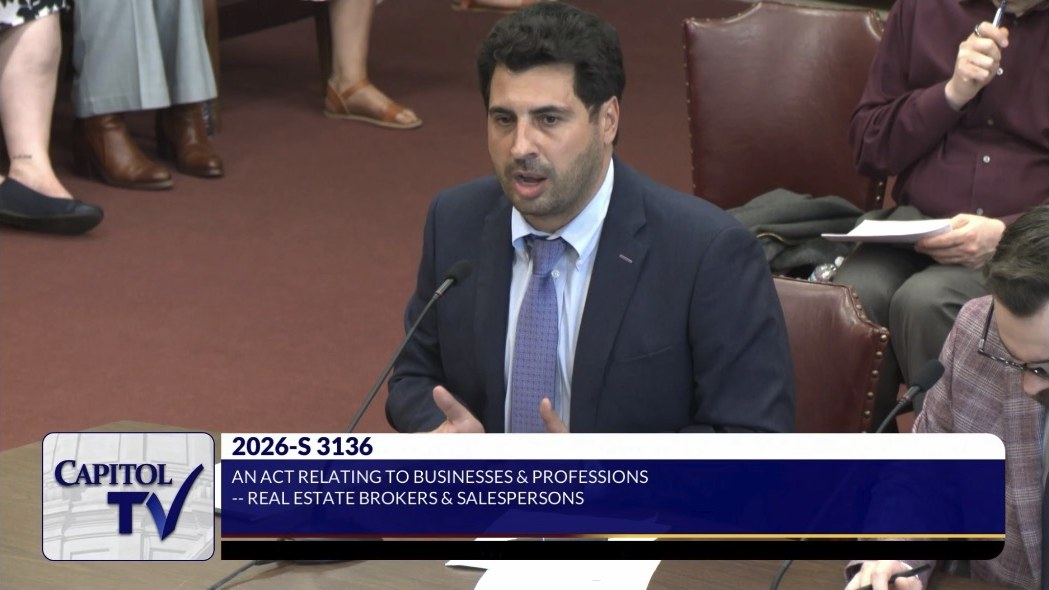 Michael "Lou" Riley testifying before the Rhode Island Senate on 2026-S 3136, an act relating to businesses and professions &mdash; real estate brokers and salespersons